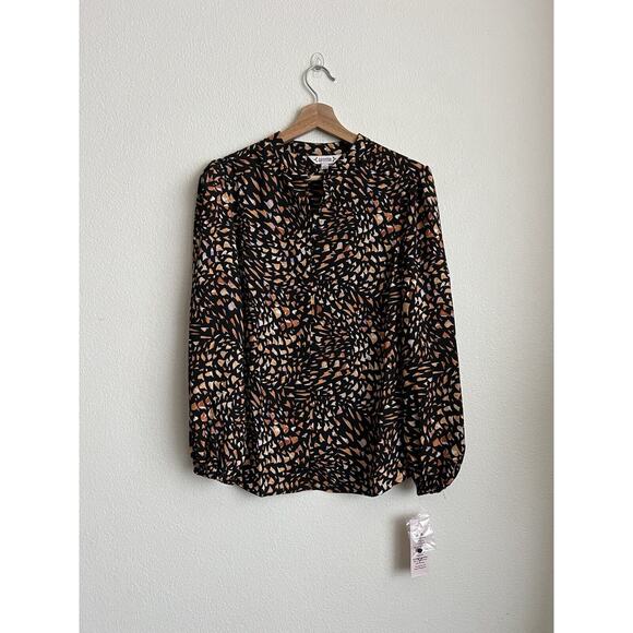 New Nanette Lepore Womens 1/2 Button Blouse Top Multicolor Print Size Small - Picture 2 of 9